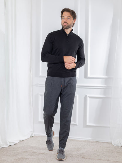 Duomos Half-Zip Džemper - crna