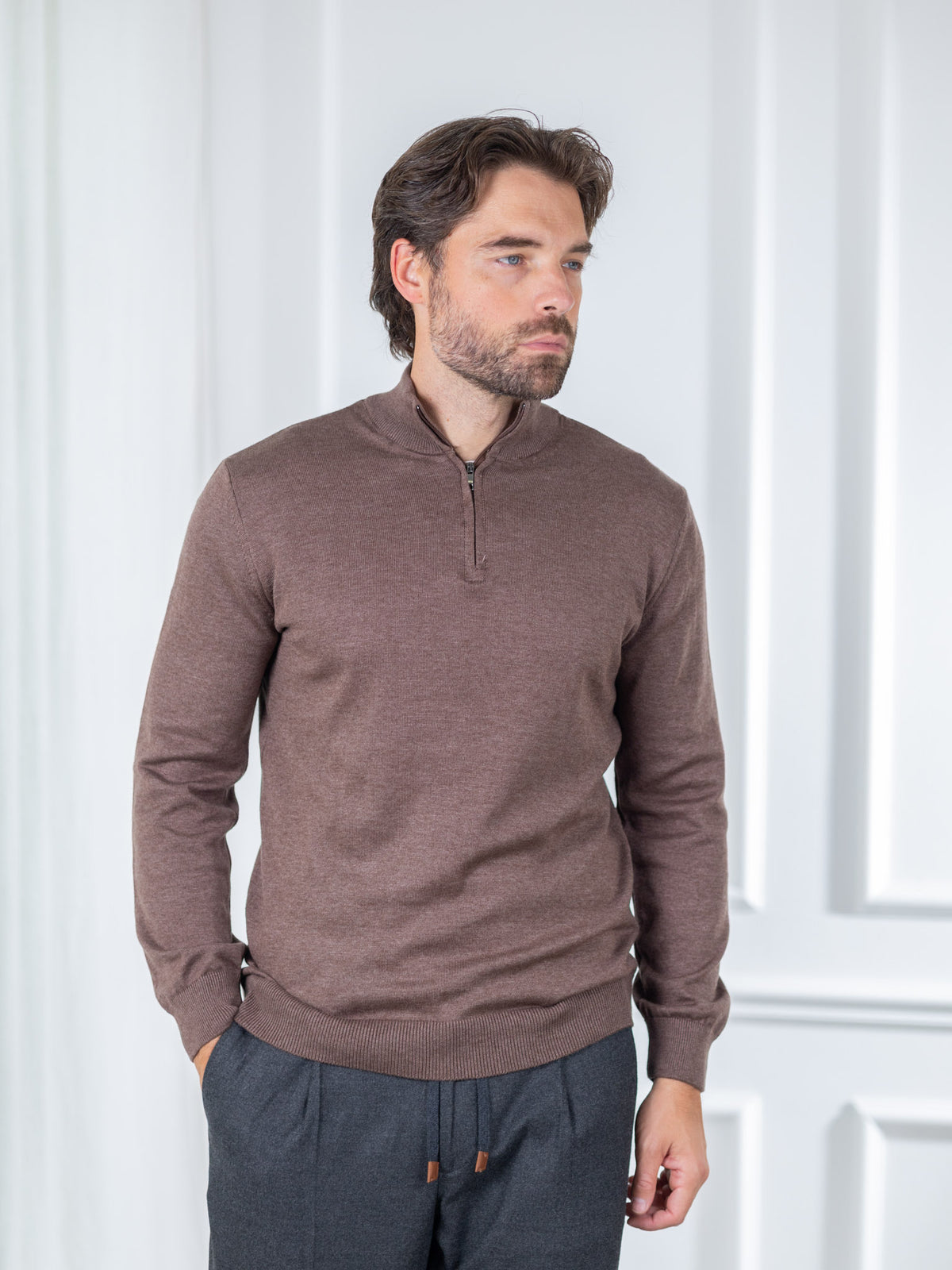 Duomos Half-Zip Džemper - braon