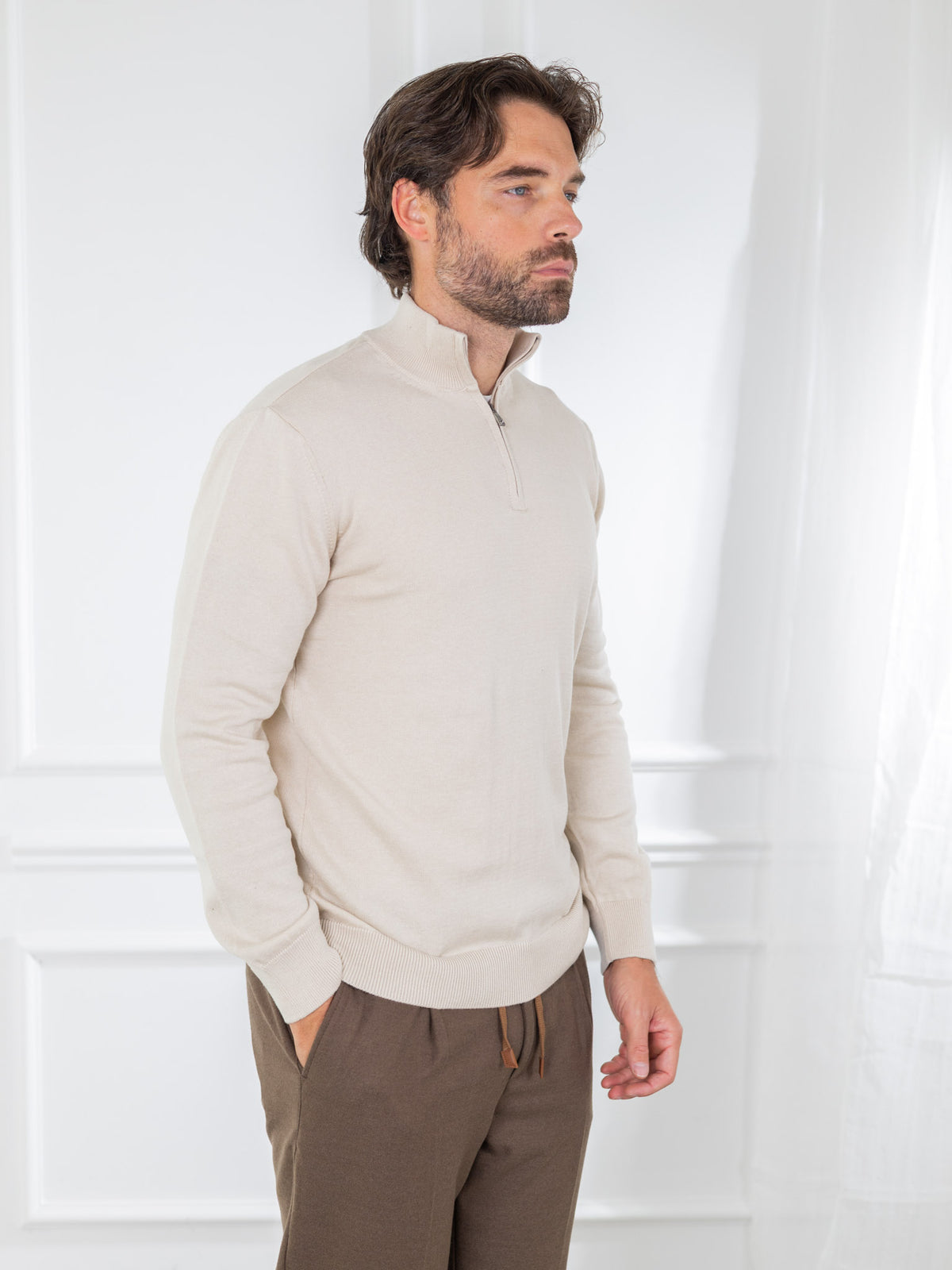 Duomos Half-Zip Džemper - bež