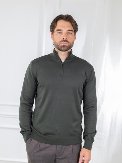 Duomos Half-Zip Džemper - maslinasta