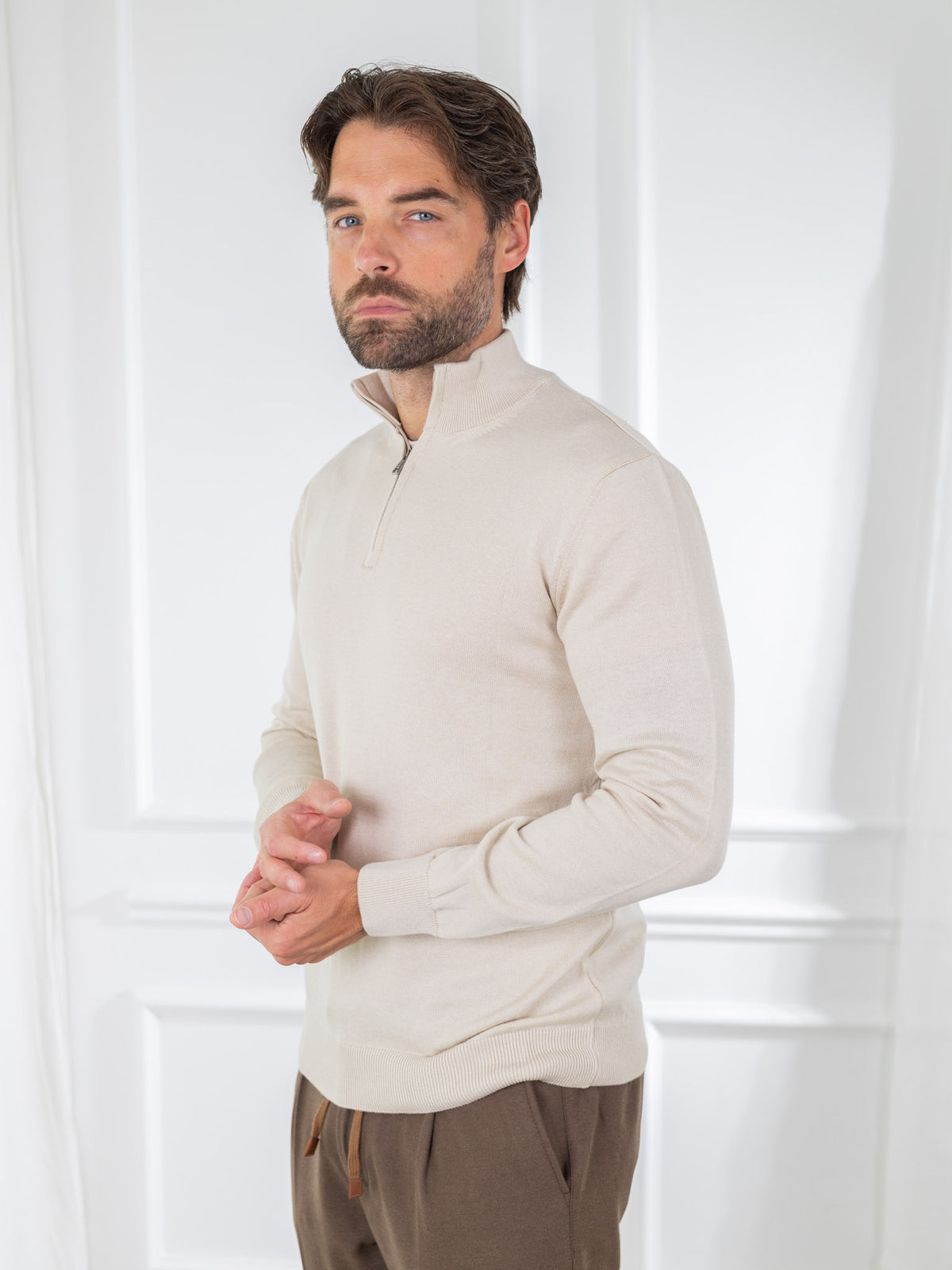 Duomos Half-Zip Džemper - bež