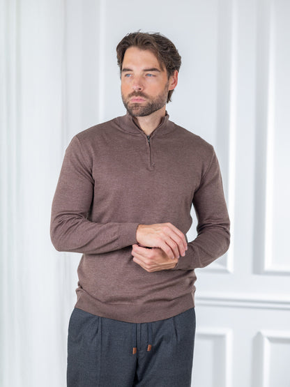 Duomos Half-Zip Džemper - braon