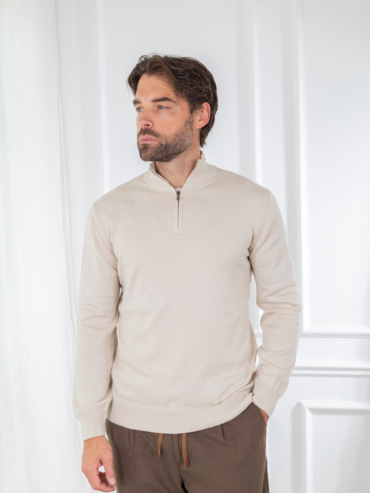 Duomos Half-Zip Džemper - bež