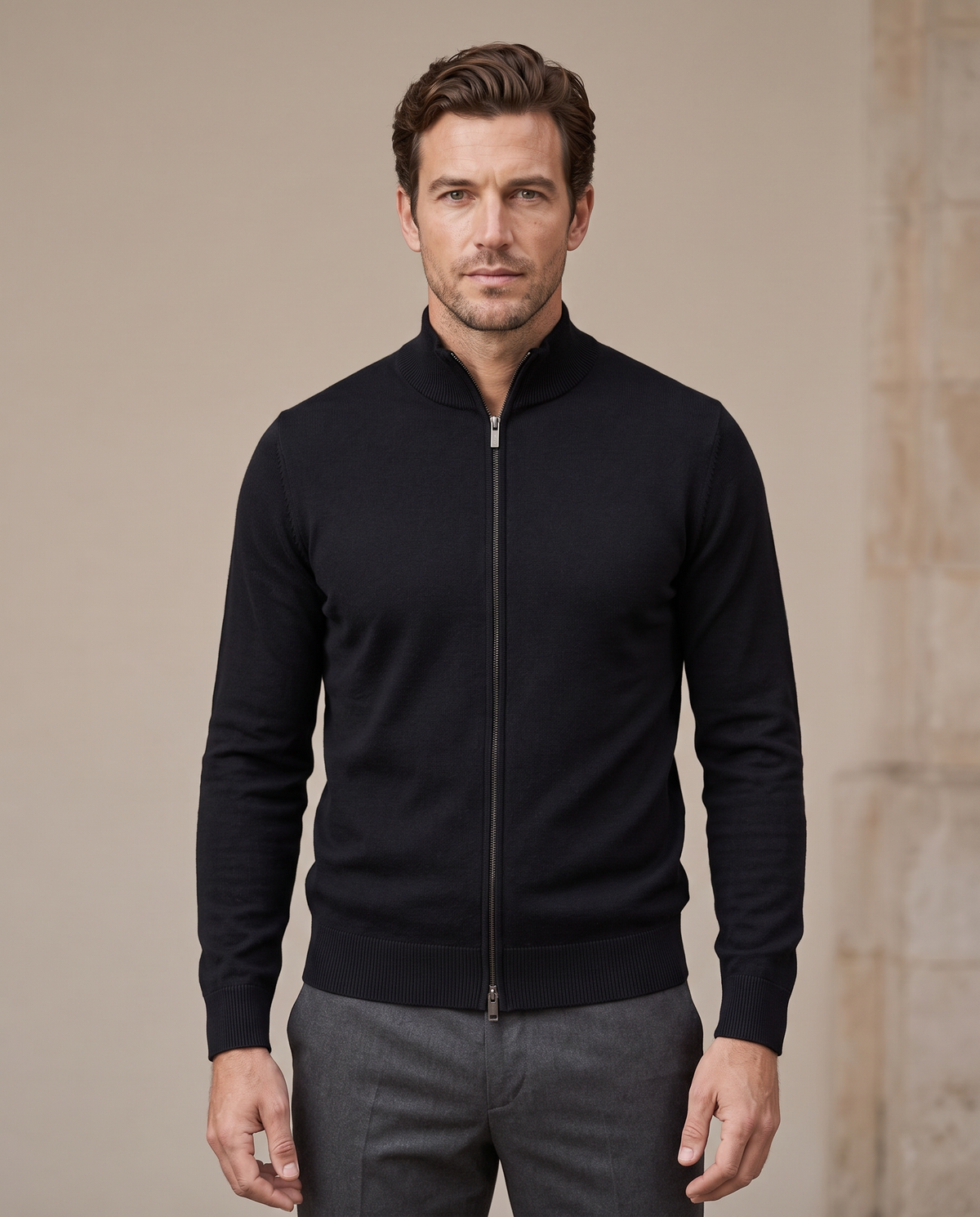Duomos full-zip-dzemper crna - model prednja