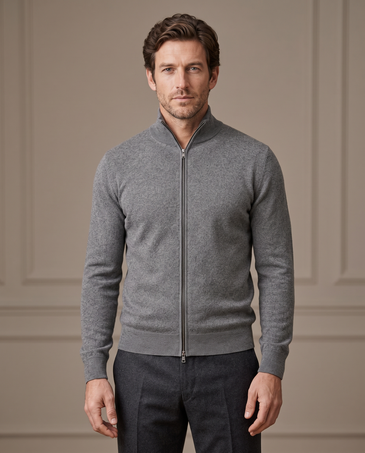Duomos full-zip-dzemper siva - model prednja
