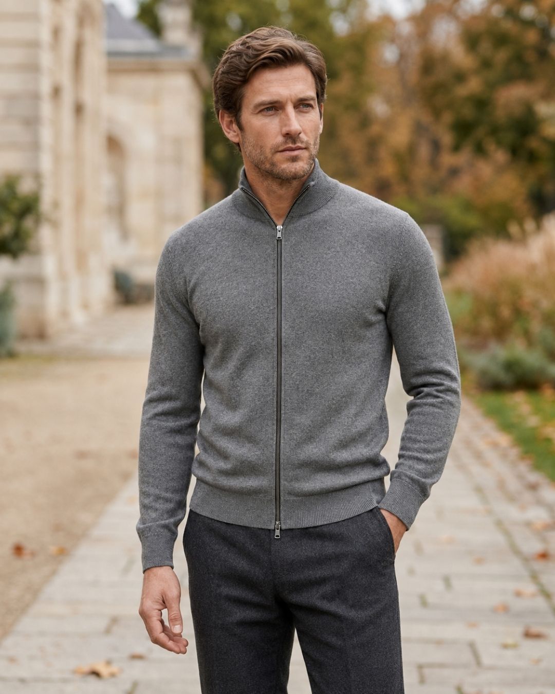Duomos full-zip-dzemper siva - original