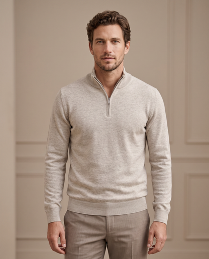 Duomos half-zip-dzemper bež - model prednja