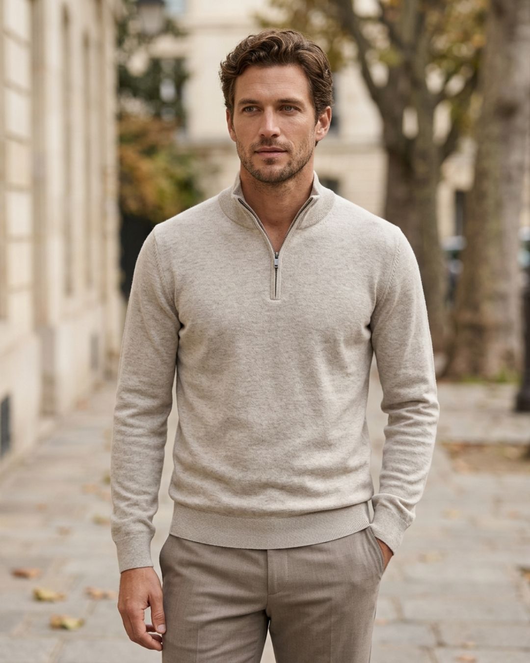Duomos half-zip-dzemper bež - original