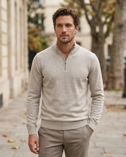Duomos half-zip-dzemper bež - original