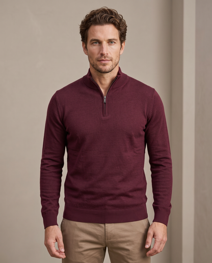 Duomos half-zip-dzemper bordo - model prednja