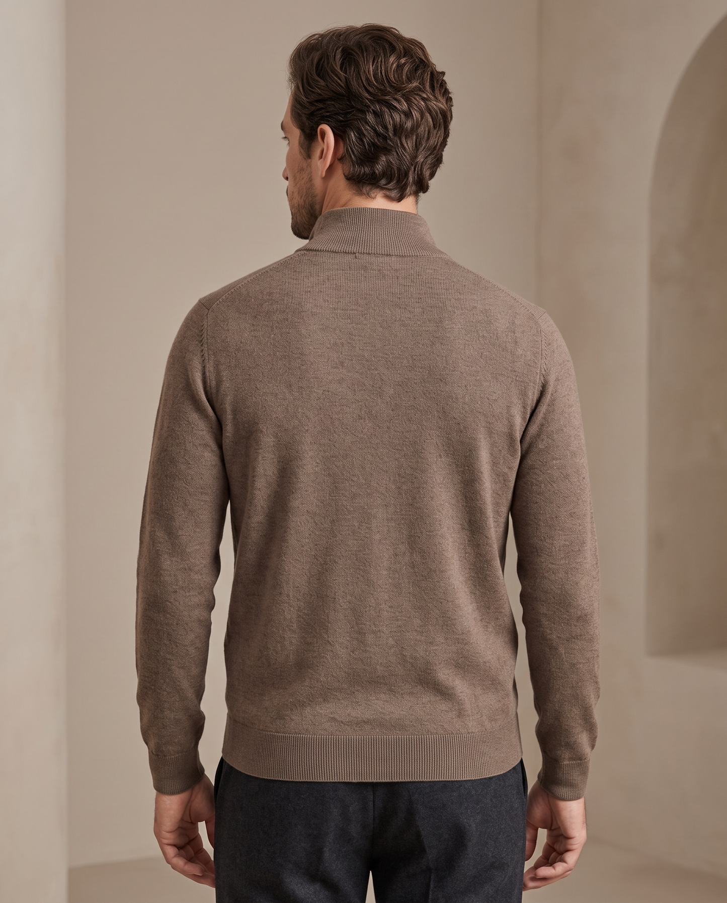 Duomos half-zip-dzemper braon - model zadnja