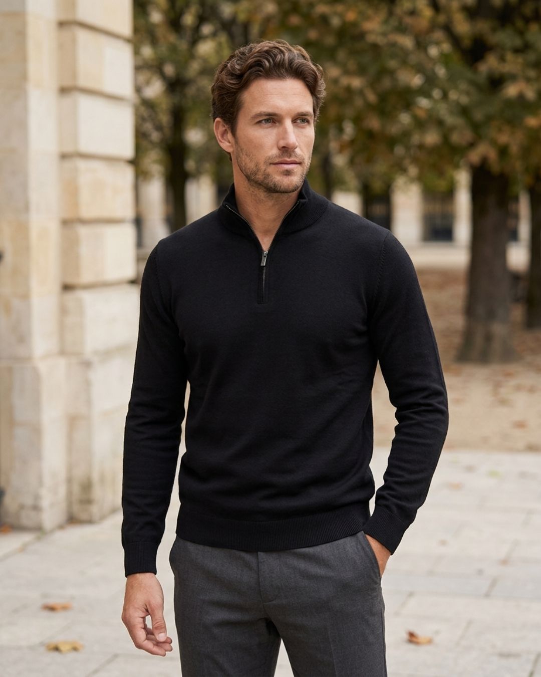 Duomos half-zip-dzemper crna - original