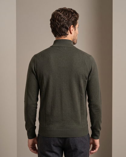 Duomos half-zip-dzemper maslinasta - model zadnja