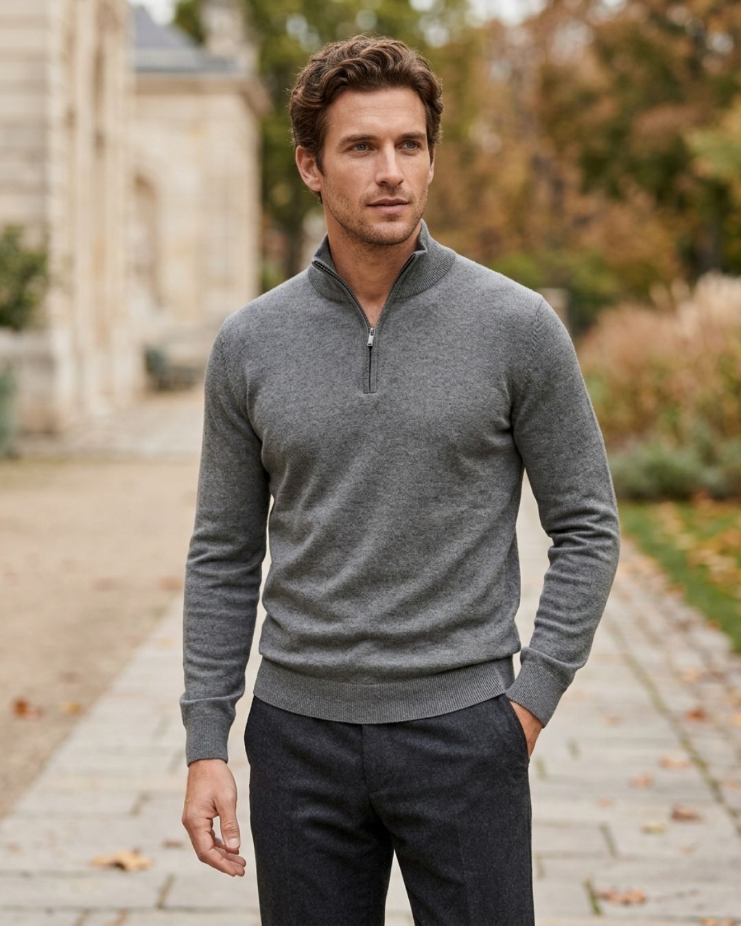 Duomos half-zip-dzemper siva - original